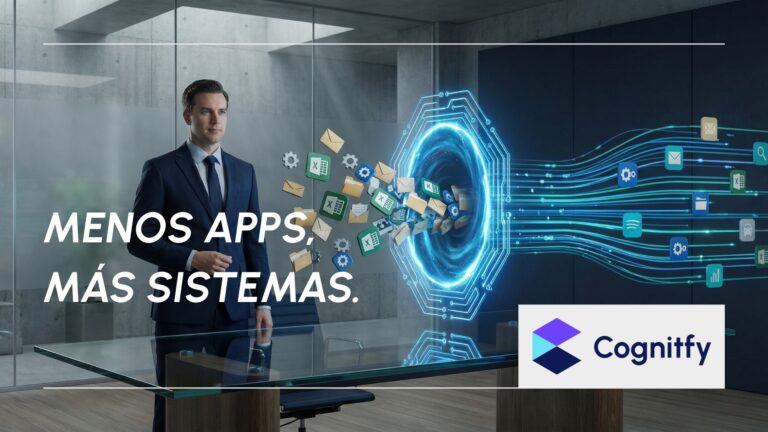 CEO de empresa organizando procesos digitales y eliminando el caos de aplicaciones con la arquitectura de Cognitfy.