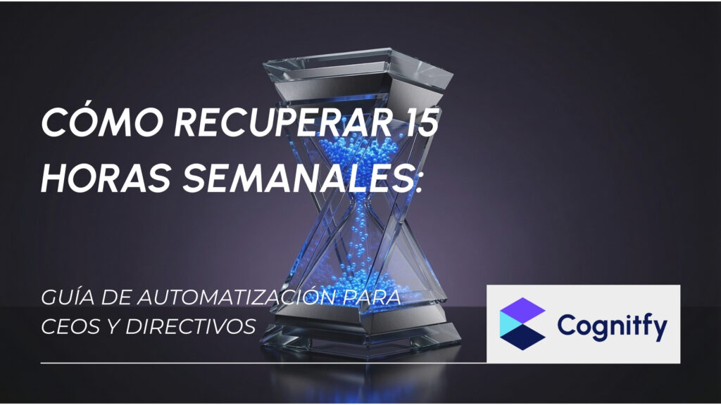 Escultura conceptual de cristal y luz azul cobalto representando la eficiencia del tiempo y automatización operativa para CEOs.